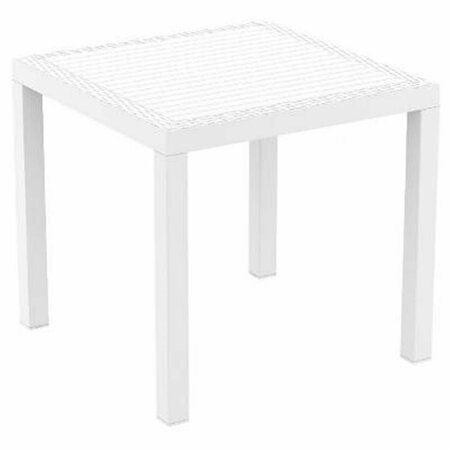 FINE-LINE 31 in. Orlando Resin Wickerlook Square Dining Table, White FI625238